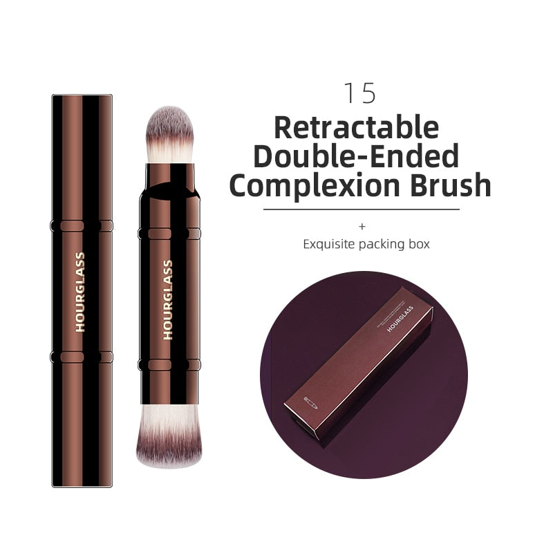 Hourglass Retractable Double-Ended Lip Makeup Brushes