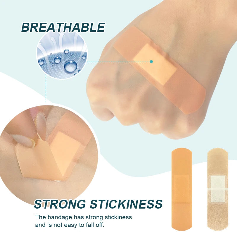 100pcs Band-Aids Waterproof Breathable Plaster Wound Hemostasis Sticker Band Aid Disposable First Aid Bandage Medical Gauze A276