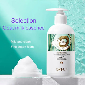 Goat Milk Facial Cleanser Deep Cleansing Shrink Pores Foam Rich Face Washing Lotion  Women Beauty Smooth Care  200ml/ 100g