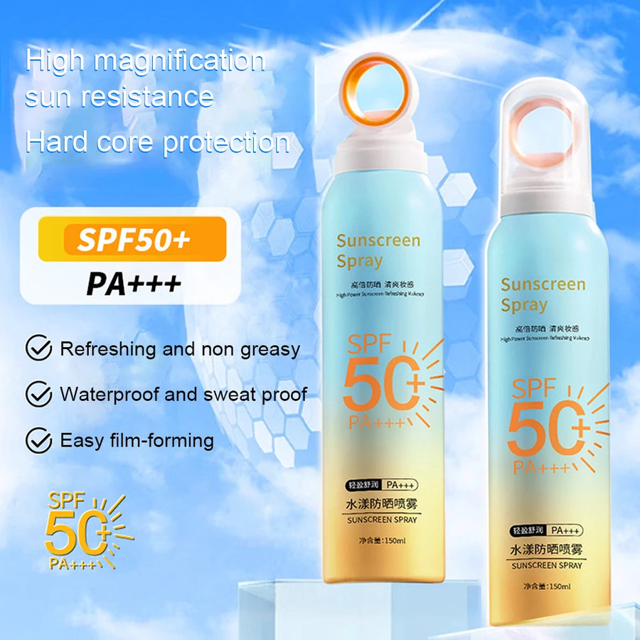 150ml SPF50+ Sunscreen Spray Lightweight Moisturising Non Greasy  Water-Resistant UV Sunscreen Spray for Outdoor Daily Use