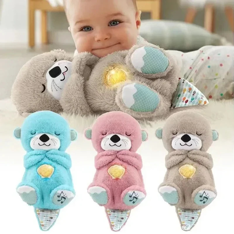 Baby Breath Bear Soothing Otter Plush Toy: Child Soothing Music Sleep Companion with Sound and Light, Ideal Gift