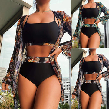 Hot Selling Bikini  Black/Green/Red Bikini Sets With Long Sleeved  Size Small-XXLarge for Women