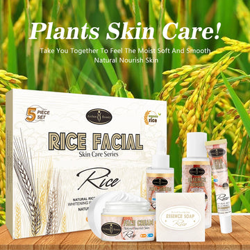 Disaar Rice Extract Facial Skin Care Set, Plants Skincare Products Kit With Soap Toner