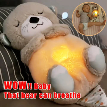 Baby Breath Bear Soothing Otter Plush Toy: Child Soothing Music Sleep Companion with Sound and Light, Ideal Gift