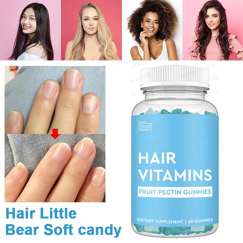 Hair Jelly Collagen Vitamin Promote Hair Growth and  Biotin Gummy Hair Growth 2 Bottles