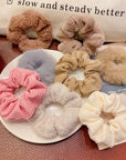 Hair Scrunchies Velvet Solid Color Hair Bands 7Pcs/Set