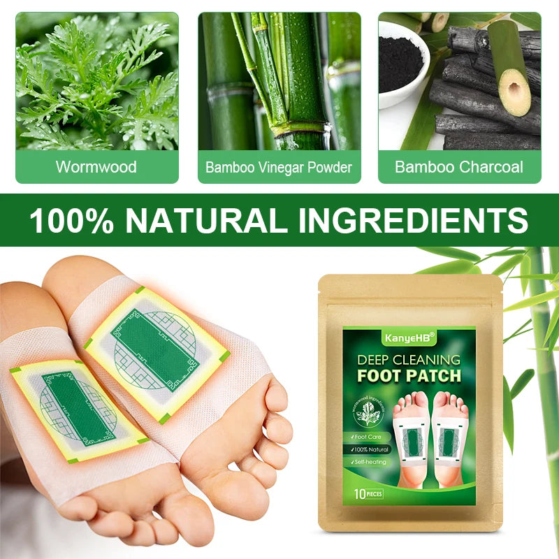 10pcs=1bag Bamboo Foot Patch Deep Cleaning Body Detox Clearing Damp Detox Foot Patch Healthcare Improve Sleep Bad Breath W029