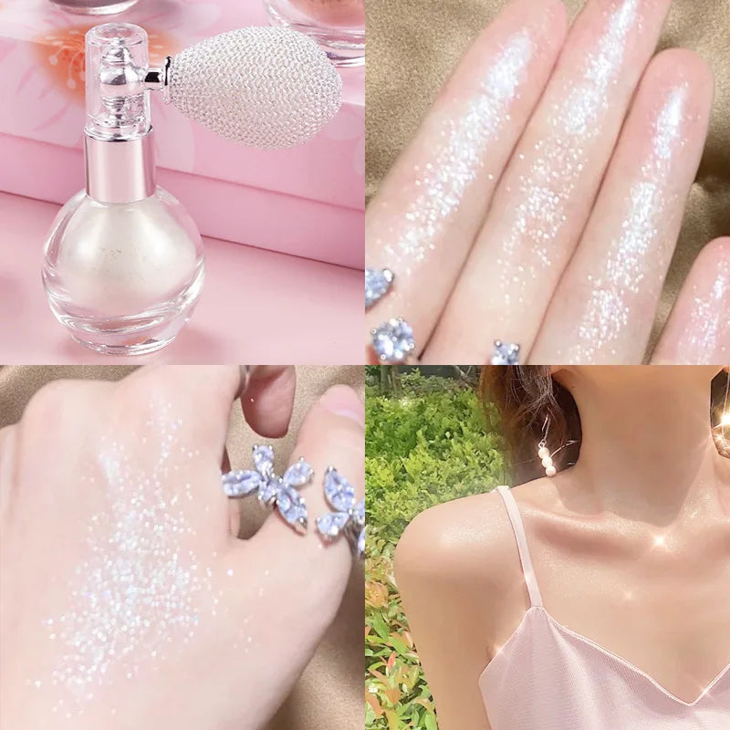 Diamond Highlighter Powder Spray Waterproof High Gloss Glitter Body Bronzer Highlight Powder