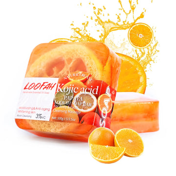 New design 100g Kojic Acid Soap with Loofah Lemon Loofah Soap Handmade Essential Oil Soap Lavender Soap Rose Soap Turmeric Soap