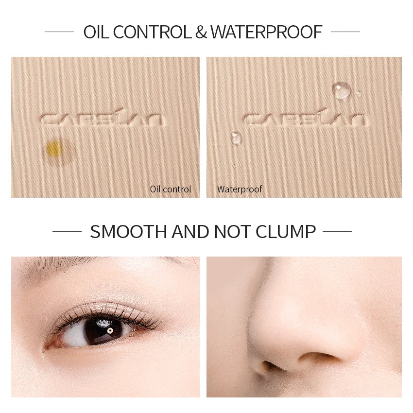 CARSLAN Long-lasting Oil Control Pressed Powder Matte Waterproof Conceale Makeup