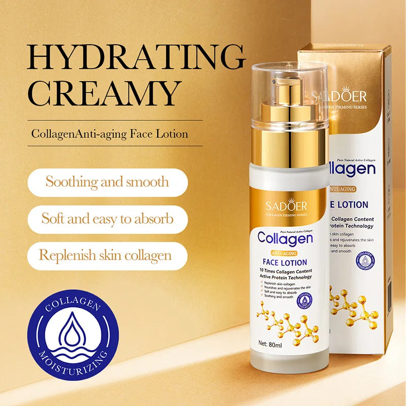 SADOER Collagen Facial Serum Face Lotion Moisturizing Face Emulsion Oil Control Water Replenishment Refreshing Facial Essence