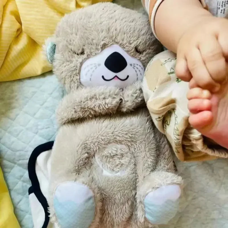 Baby Breath Bear Soothing Otter Plush Toy: Child Soothing Music Sleep Companion with Sound and Light, Ideal Gift