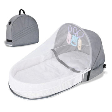 Folding Portable Baby Crib with Net, Awning, and Infant Bed Bassinet - Ideal for Camping and Travel