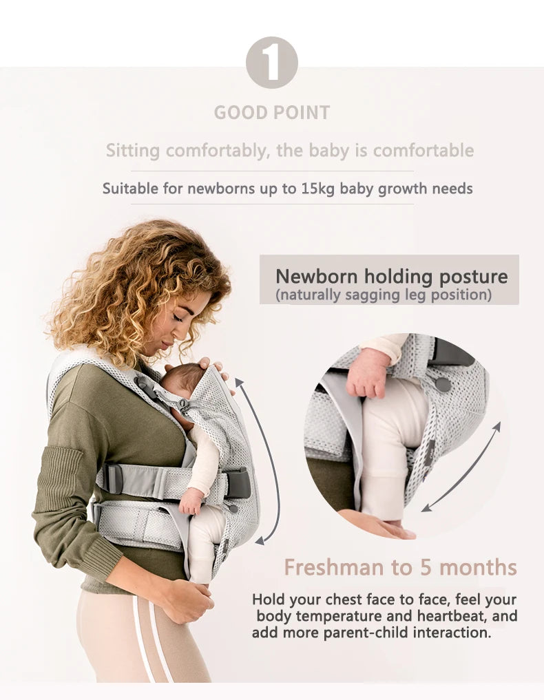 Ergonomic Baby Carrier: Kangaroo Infant Kid Sling, Front Facing & Back Facing Baby Backpack Wrap, Suitable from Newborn to 36 Months