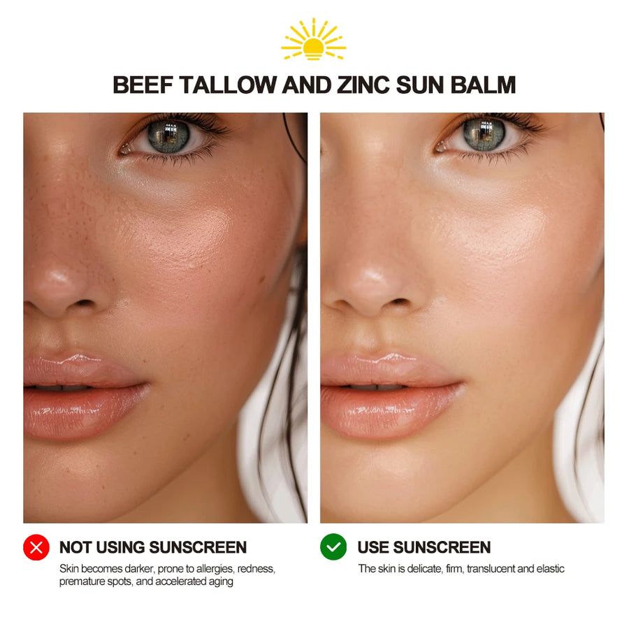 Sunscreen Makeup Beef Tallow and Zinc Sun Balm Sun Protection Moisturizing and Antioxidant Care for Your Skin