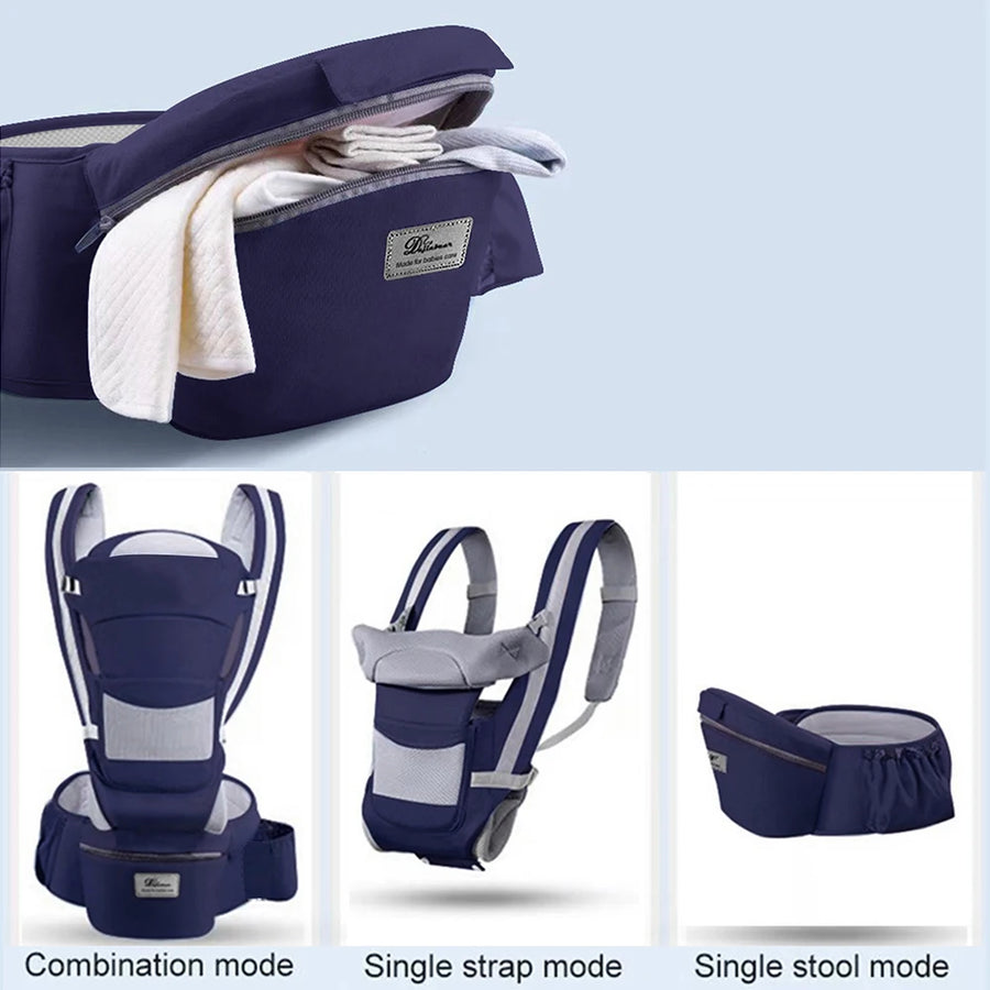 Ergonomic Baby Carrier Backpack: Front-Facing Infant Hipseat, Kangaroo Baby Wrap Sling, Travel-Friendly Design