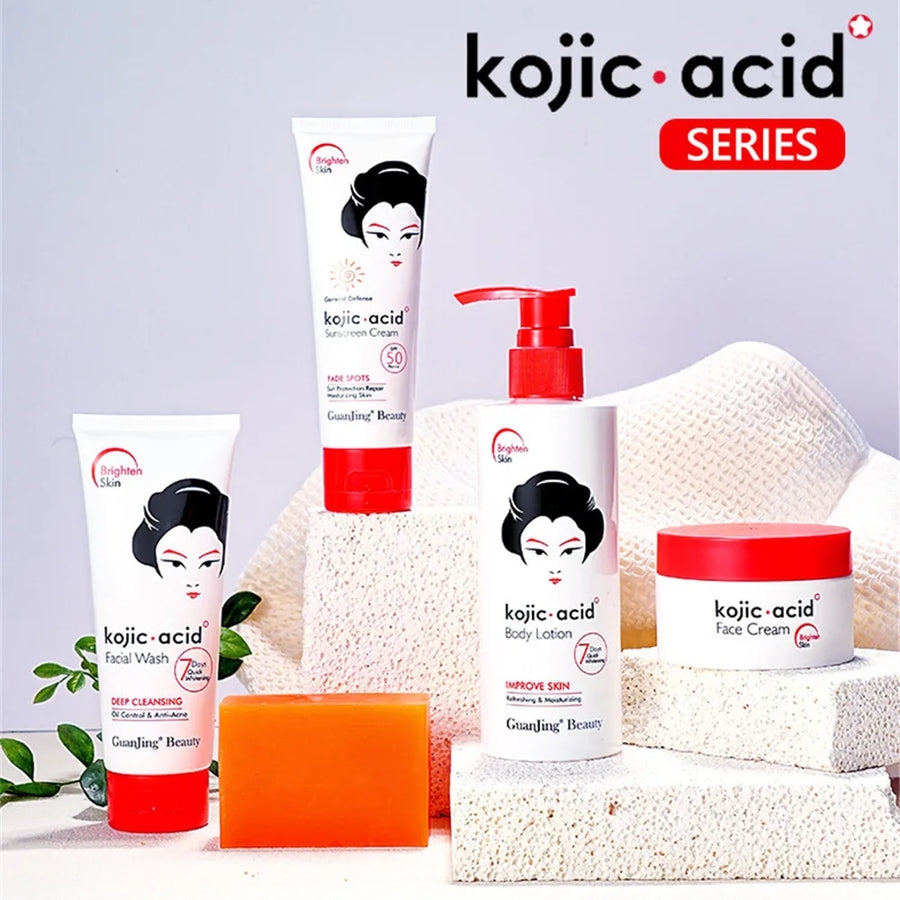 Kojic Acid Skin Care Set Cream Whitening Sunscreen Soap Body Cream Facial serum toner