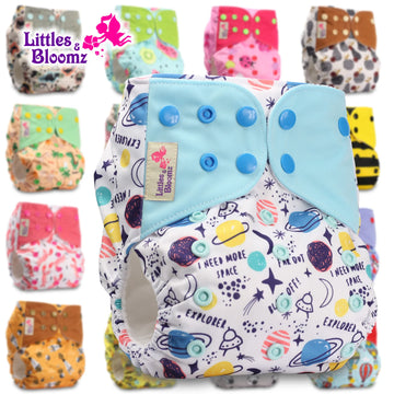 [Littles&Bloomz] 2024 Washable Reusable Cloth Diaper: Adjustable Pocket Nappy with Insert, Ecological, Fits 0-2 Years, 3-15kg Baby