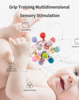 Baby Toys 0-12 Months: Rotating Rattle Ball Grasping Activity Toy, Silicone Teether for Baby Sensory Development