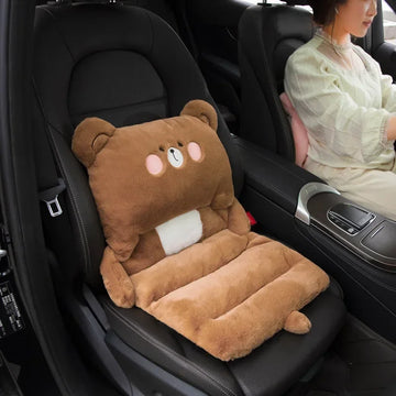 Car Cushion Winter Plush Car Interior Seat Cushion Cute Cartoon Lumbar Cushion Insulated Warm Booster Seat Cushion Woman