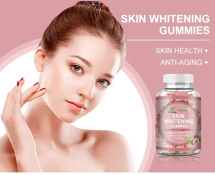 Skin Whitening Gummies Glutathione Collagen & Biotin Hydrated Youthful Skin Glow and Sport  Anti-Aging 2000mg