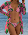 Three-Piece Swimwear Women Cover Ups Bikini Set Bathing Suit Biquini