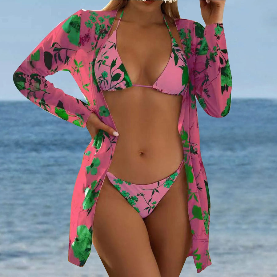 Three-Piece Swimwear Women Cover Ups Bikini Set Bathing Suit Biquini