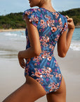 Backless Ruffled Sexy Swimwear Women Swimsuit High Cut Monokini One Piece Bathing Suits Bikini