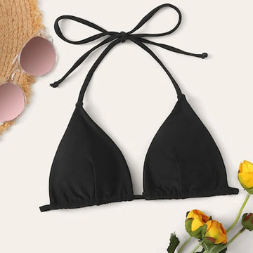 Black Bikini Tops Sexy Women Solid Bra Backless Sleeveless Swimming Crop Top