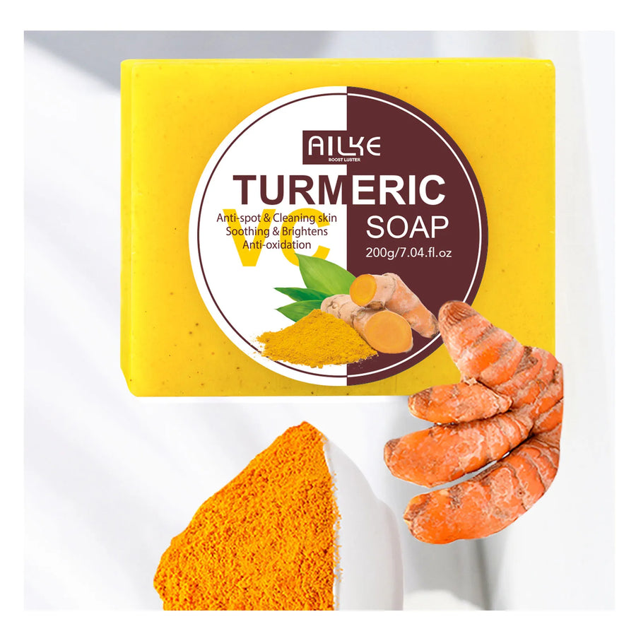 AILKE Natural Turmeric Soap for Face Body Lighten Brighten Skin Tone