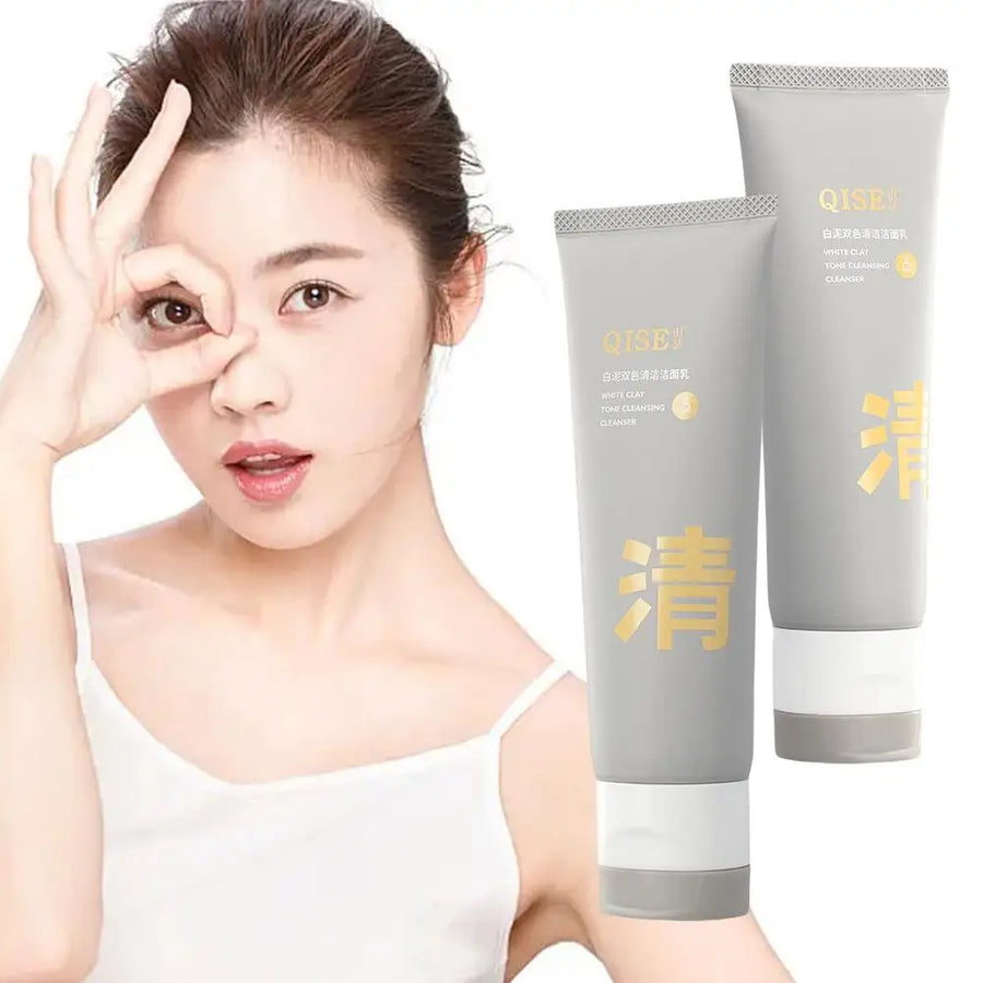 1pc New Amino Acid Double Tube Facial Cleanser Oil Skin Two-color Blackhead White Control Acne Clay Care Cleanser Moisturiz C6C6