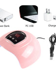 Portable Pink Nail Dryer Machine UV LED Lamp Timer USB Cable Home Use LED Nail Lamp Tool