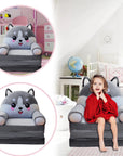 Plush Foldable Kids Sofa Backrest Armchair 2 In 1 Foldable Children Sofa Cute Cartoon Lazy Sofa Children Memory Foam Car Cushion