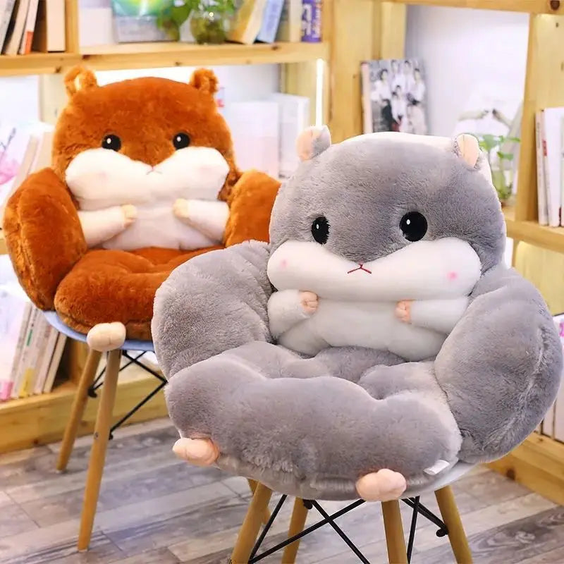 Winter Cute Office Cushion Plush Backrest One Piece Seat Cushion Cushion Lumbar Backrest Chair Small Cushion Thickened Cartoon