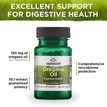 Swanson Oregano Oil Digestive Health 10:1 Extract Dietary Supplement 120 Softgels