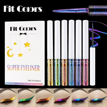 Aurora Multi Chrome Eyeshadow Lasting Multi Glitter Liquid Eyeliner 3ml & 6pcs