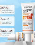 SADOER Spf 90+ Sunscreen For Face Whole Body Use Protector Solar UV Resistant Repairing Solar Blocker Facial Sunscreen