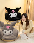 Sanrio Cartoon Cinnamoroll Winter Plush Half Surrounded Black Kuromi Cushion Backrest Dormitory Office Non-slip Chair Cushion