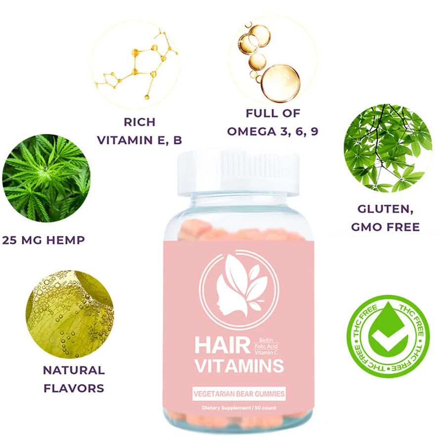 Hair Jelly Collagen Vitamin Promote Hair Growth and  Biotin Gummy Hair Growth 2 Bottles