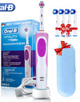 Oral B Electric Toothbrush 2D Rotary Vibration Clean Charging Tooth Brush Cross Action Bristle Oral Care 4 Gift Brush Heads Free