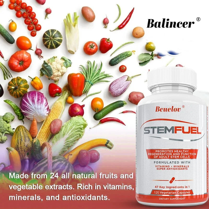 STEMFUEL Promotes Healthy Regeneration Stem Cells Formulated With Vitamins 120 Vegetarian Capsules