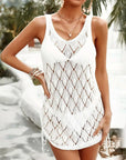 Women White Crochet Cover Up Hollow Out Swimsuit  Beach Dress Women Beachwear