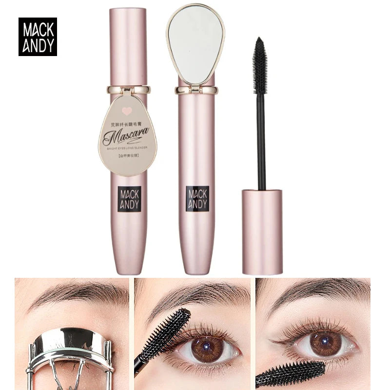 MACK ANDY Mascara with Mirror Waterproof Curly Long Lasting Eye Lashes Makeup