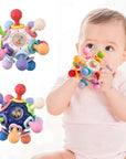 Baby Toys 0-12 Months: Rotating Rattle Ball Grasping Activity Toy, Silicone Teether for Baby Sensory Development