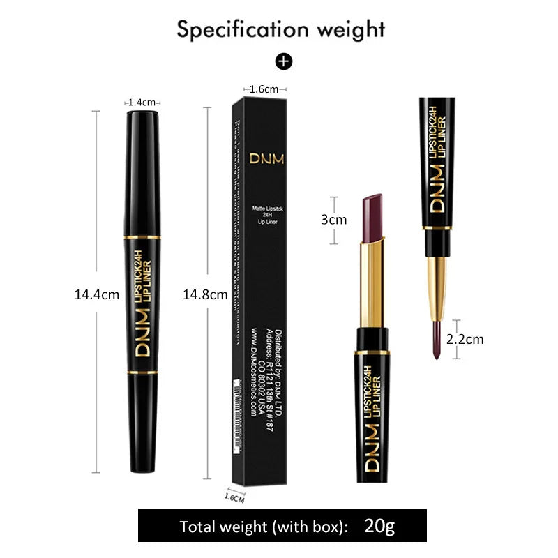 Double Ended Matte Lipstick Long Lasting Waterproof Lipstick Brand Lip Makeup Dark Red Lips Liner