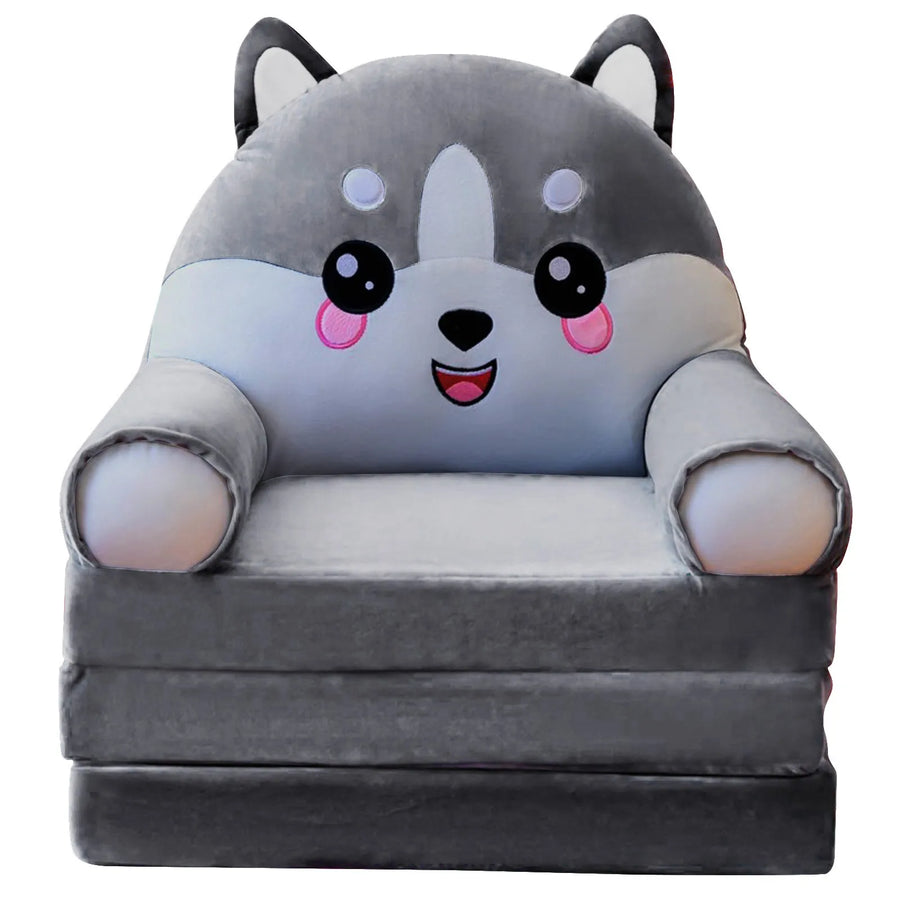 Plush Foldable Kids Sofa Backrest Armchair 2 In 1 Foldable Children Sofa Cute Cartoon Lazy Sofa Children Memory Foam Car Cushion