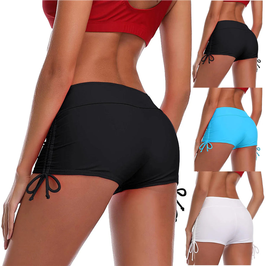 Adjustable Side Tie Swimming Trunks Female Shorts