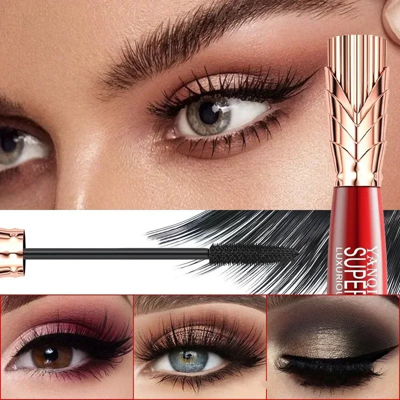 Waterproof Silk Fiber Lengthening Curling Long Lasting Black Silk Fiber Mascara Makeup Black