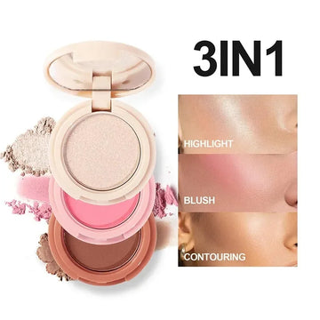 New Highlight Blush contour High-Gloss 3 In 1 Palette Glitter Brightening Skin Makeup Lasting Waterproof Cosmetics