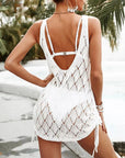 Women White Crochet Cover Up Hollow Out Swimsuit  Beach Dress Women Beachwear